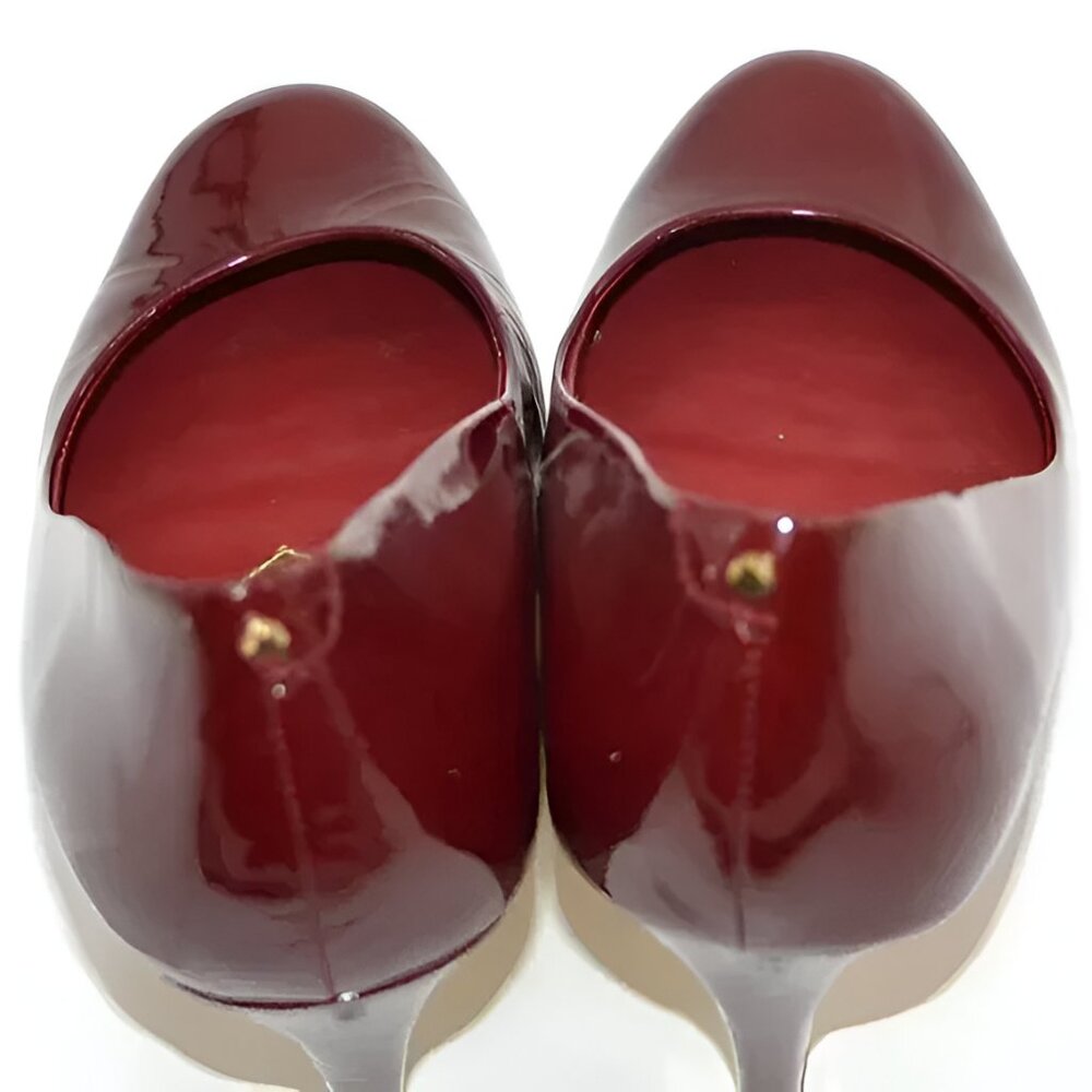 Ted Baker Cranberry Red Patent Leather Gold Dress Christmas Heels Pumps 40 9.5 - Picture 9 of 16